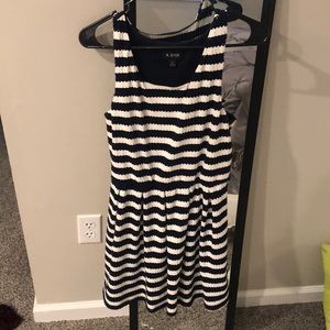 A. Byer navy/white striped dress, size medium.